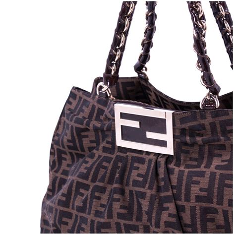 fendi mia 8br616|Black Zucca Print Canvas Large Mia Shoulder Bag 8BR616.